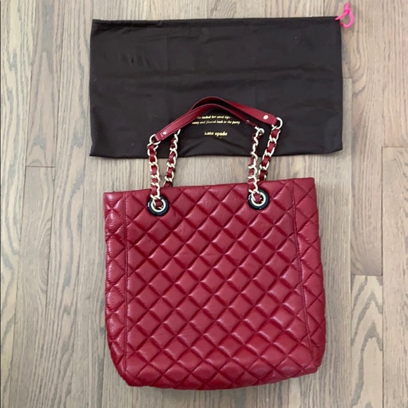 Kate Spade red quilted handbag w/ dust bag. - Picture 5 of 5